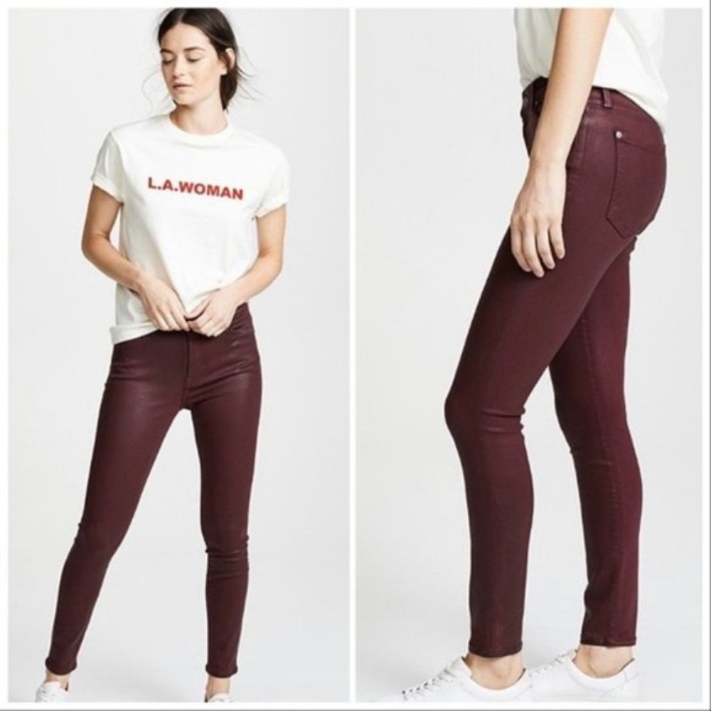 NWT 7 For All Mankind High Rise Skinny Coated Ankle Jeans Size 24